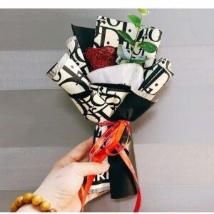 1 bông Hoa hồng giấy Dior 2 màu - Màu: Đen