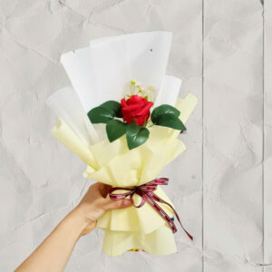 1 bông hoa hồng gói giấy xốp 2 màu - Màu: vàng