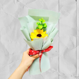 1 bông hoa hướng dương gói giấy xanh lá
