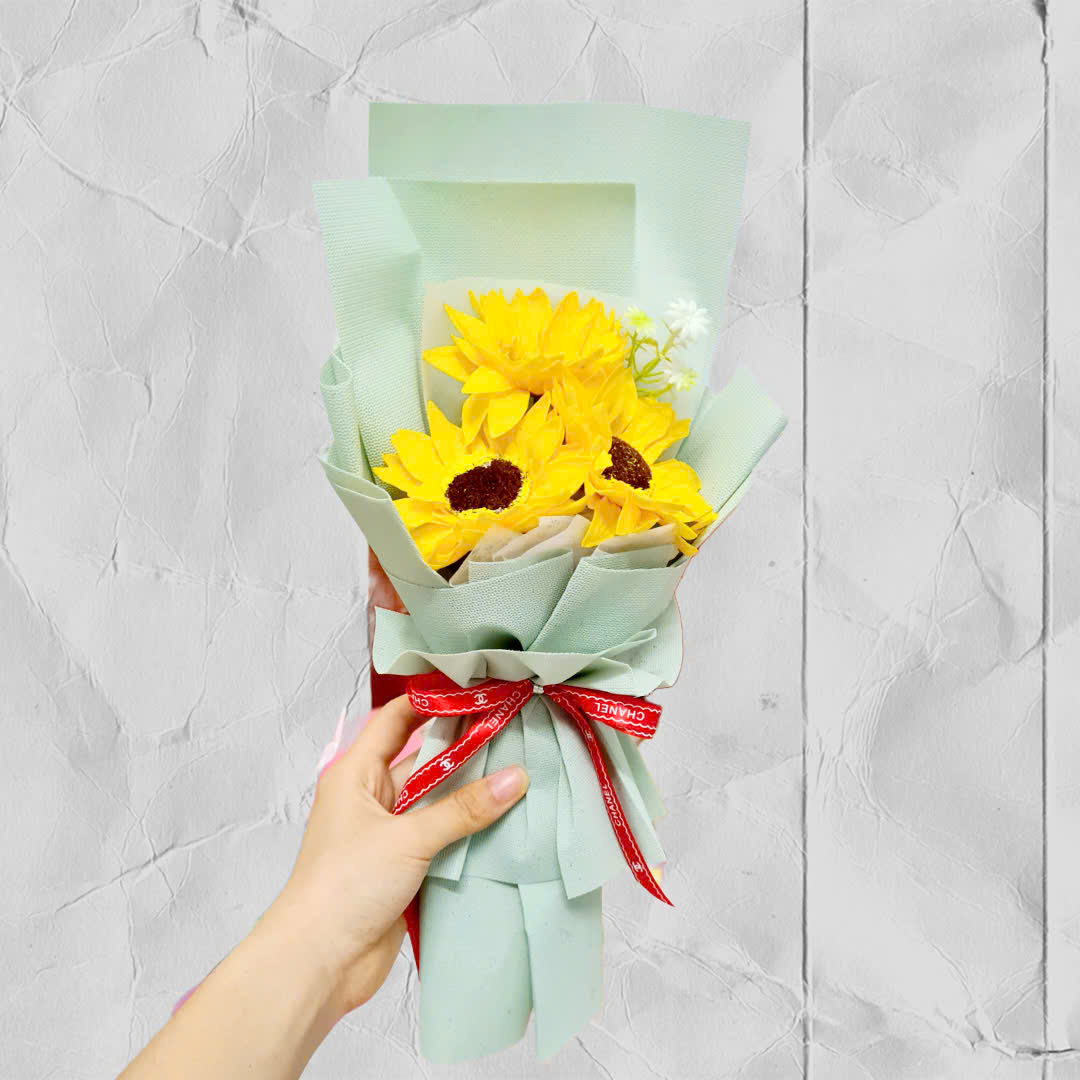 3 bông hoa hướng dương 2 màu - Màu: xanh