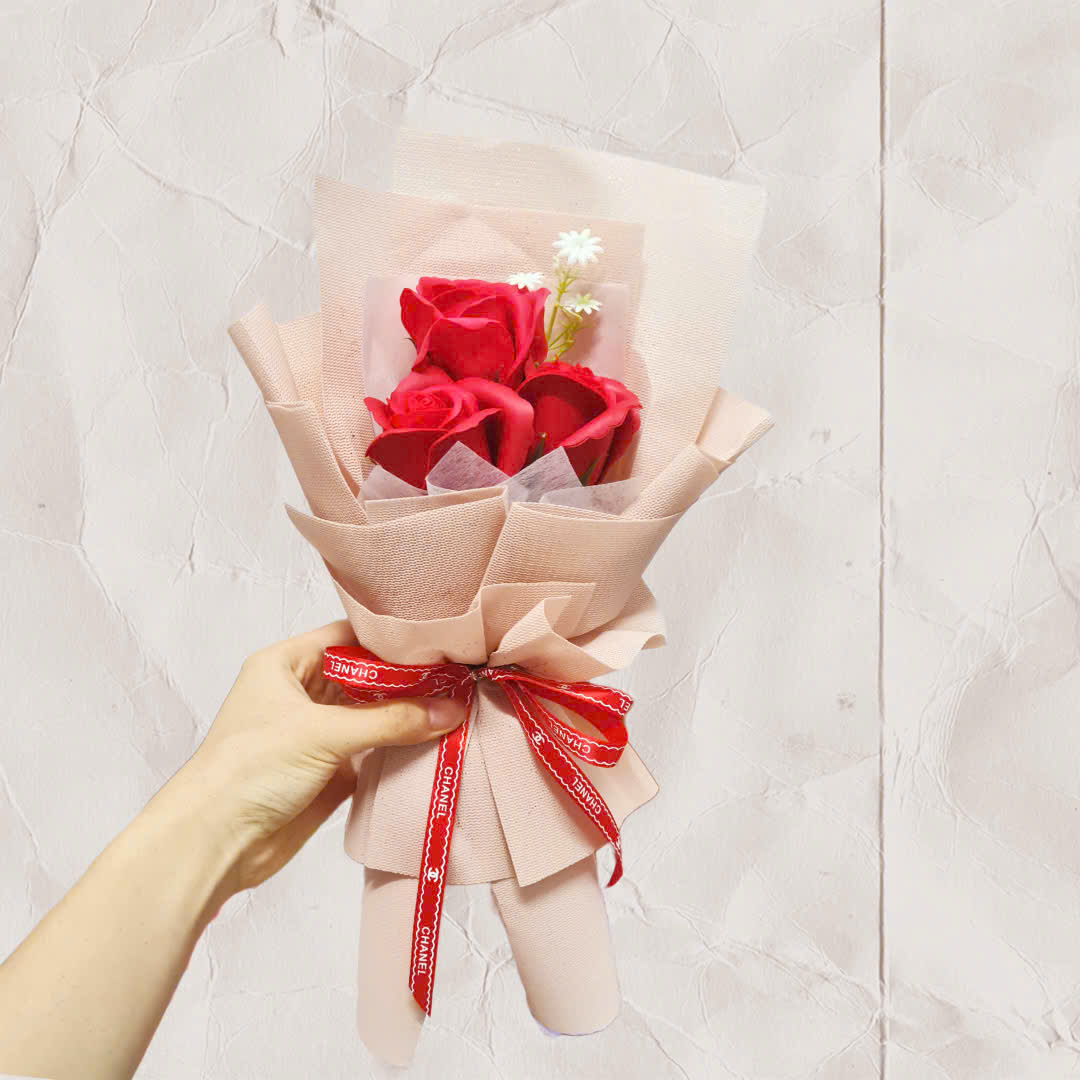 3 bông Hoa hồng 2 màu - Màu: hồng