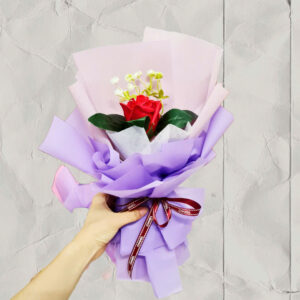 1 bông hoa hồng gói giấy xốp 2 màu - Màu: tím