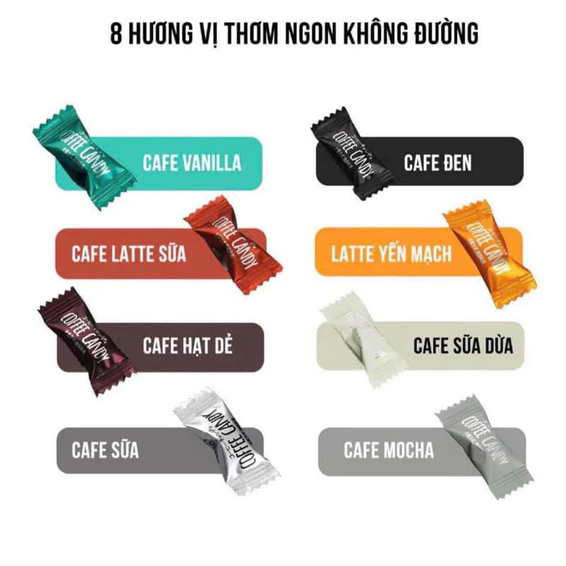 Set kẹo ngậm cafe không đường mix 9 vị giúp tỉnh táo - Ảnh 3