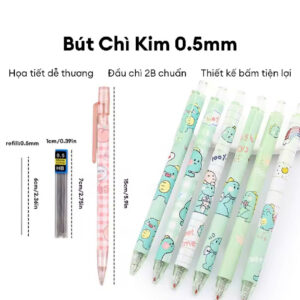Set bút chì bấm hoạt hình kèm 10 ngòi 0.5 2B