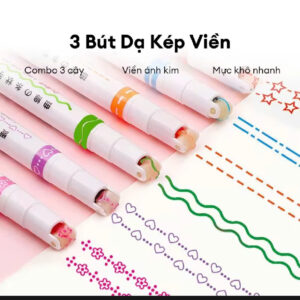 Set 3 bút màu kép viền trang trí